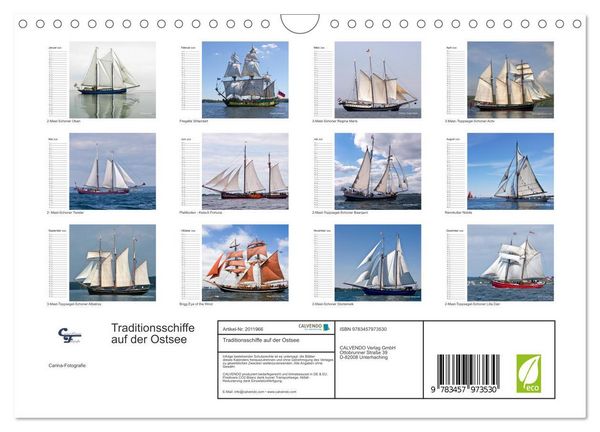 Produktbild: Traditionsschiffe auf der Ostsee (Wandkalender 2026 DIN A4 quer), CALVENDO Monatskalender