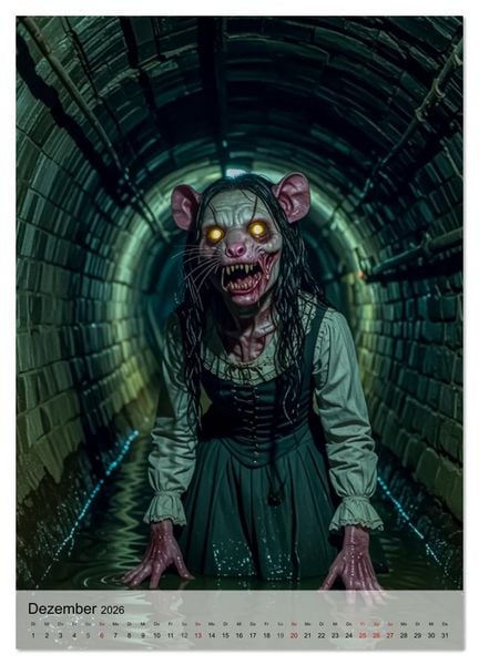 Produktbild: Kreaturen der Dunkelheit - Urbane Horror Mythen (Wandkalender 2026 DIN A2 hoch), CALVENDO Monatskalender