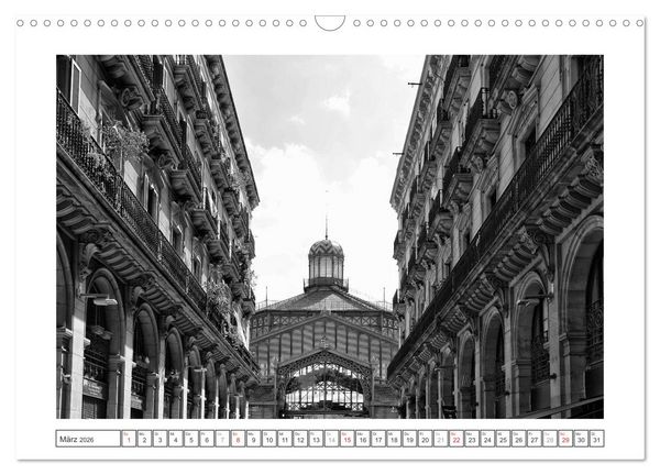 Produktbild: Barcelona Photografien in Schwarz / Wei&szlig; (Wandkalender 2026 DIN A3 quer), CALVENDO Monatskalender