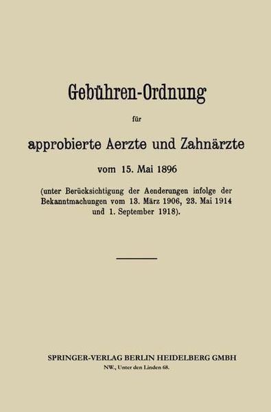 Produktbild: Geb&uuml;hren-Ordnung f&uuml;r approbierte Aerzte und Zahn&auml;rzte
