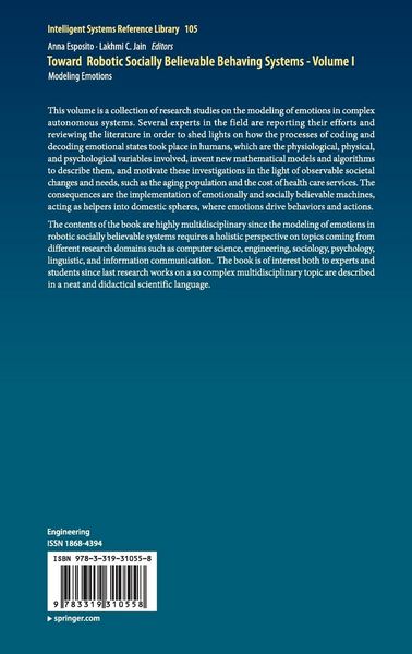 Produktbild: Toward Robotic Socially Believable Behaving Systems - Volume I