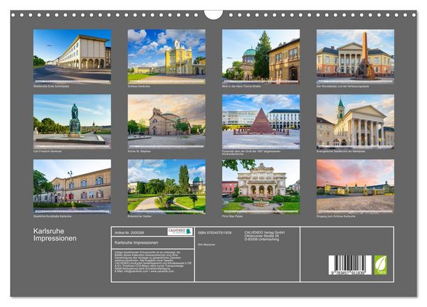 Produktbild: Karlsruhe Impressionen (Wandkalender 2026 DIN A3 quer), CALVENDO Monatskalender