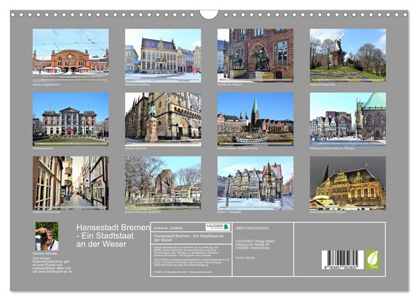 Produktbild: Hansestadt Bremen - Ein Stadtstaat an der Weser (Wandkalender 2026 DIN A3 quer), CALVENDO Monatskalender