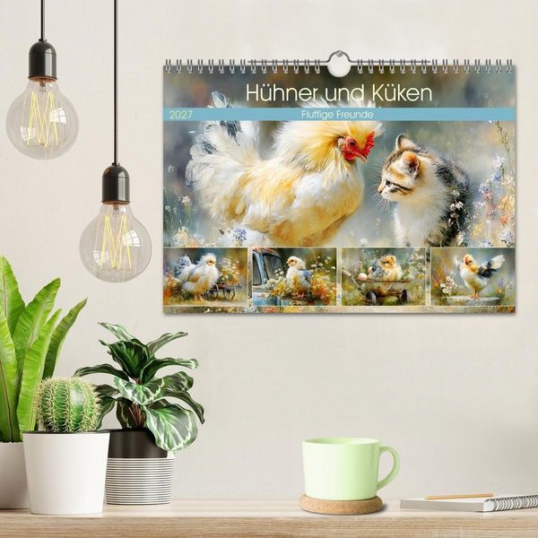 Produktbild: H&uuml;hner und K&uuml;ken. Fluffige Freunde (Wandkalender 2027 DIN A4 quer), CALVENDO Monatskalender