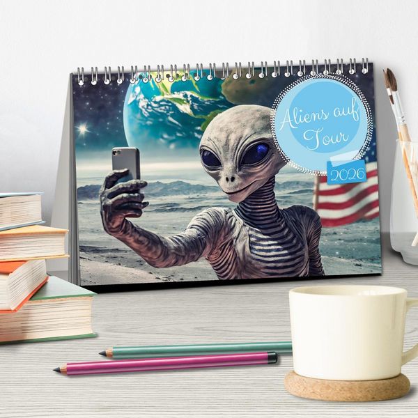 Produktbild: Aliens auf Tour (Tischkalender 2026 DIN A5 quer), CALVENDO Monatskalender