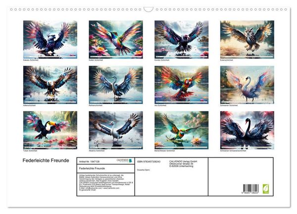 Produktbild: Federleichte Freunde (Wandkalender 2026 DIN A2 quer), CALVENDO Monatskalender