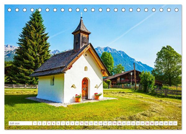 Produktbild: Kapellen im Tiroler Leutaschtal (Tischkalender 2026 DIN A5 quer), CALVENDO Monatskalender