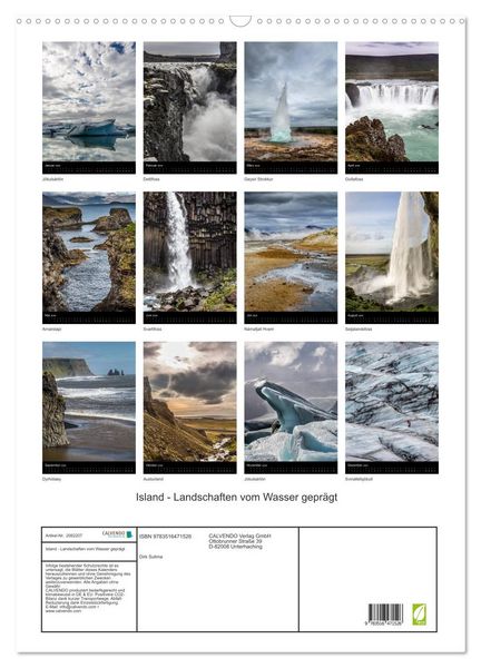 Produktbild: Island - Landschaften vom Wasser gepr&auml;gt (Wandkalender 2026 DIN A2 hoch), CALVENDO Monatskalender