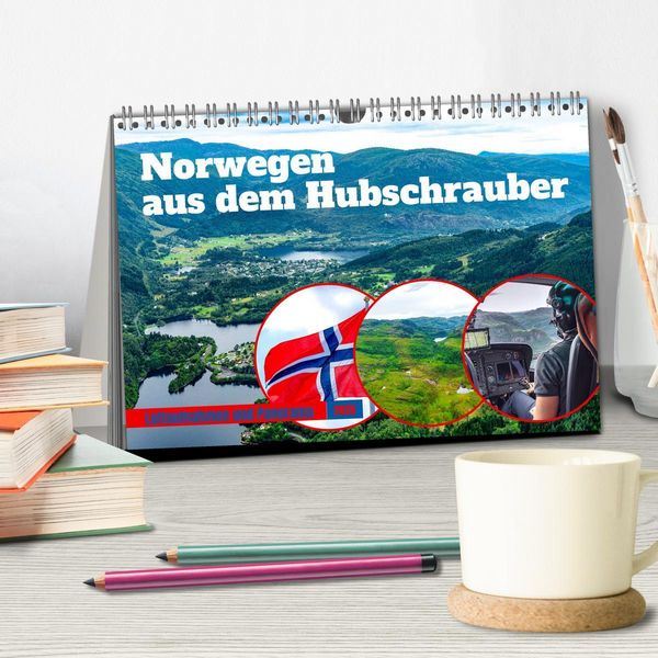 Produktbild: Norwegen aus dem Hubschrauber - Luftaufnahmen und Panorama (Tischkalender 2026 DIN A5 quer), CALVENDO Monatskalender