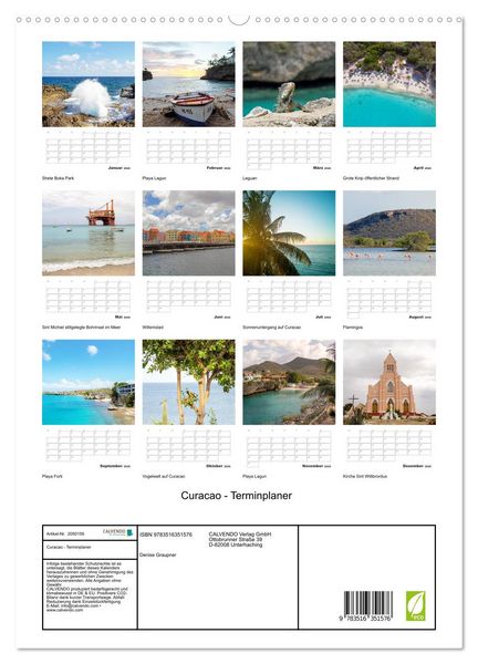 Produktbild: Curacao - Terminplaner (hochwertiger Premium Wandkalender 2026 DIN A2 hoch), Kunstdruck in Hochglanz
