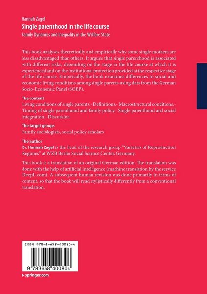 Produktbild: Single parenthood in the life course
