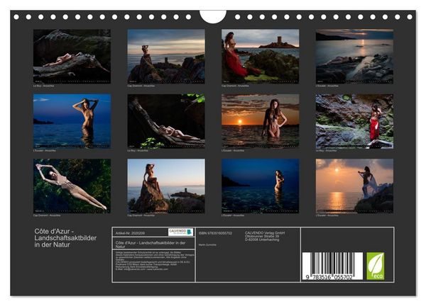 Produktbild: C&ocirc;te d'Azur - Landschaftsaktbilder in der Natur (Wandkalender 2026 DIN A4 quer), CALVENDO Monatskalender