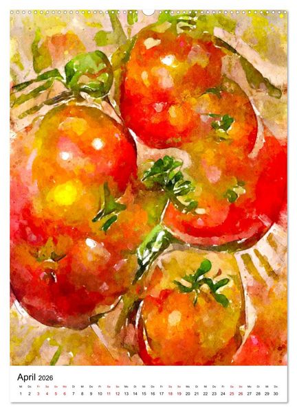 Produktbild: Bitte Vegetarisch! - Beliebtes Obst und Gem&uuml;se in Aquarell (Wandkalender 2026 DIN A2 hoch), CALVENDO Monatskalender