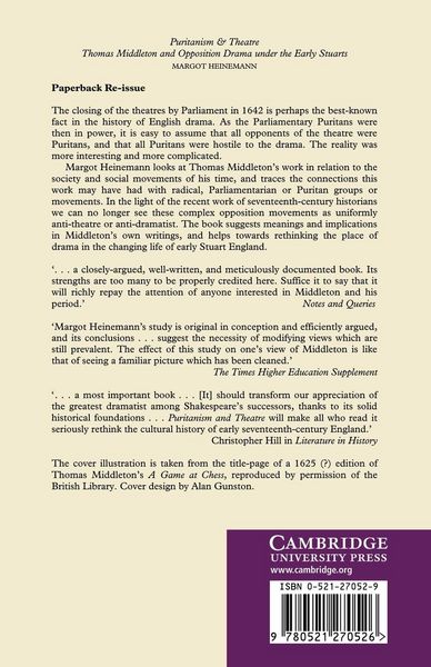 Produktbild: Puritanism and Theatre