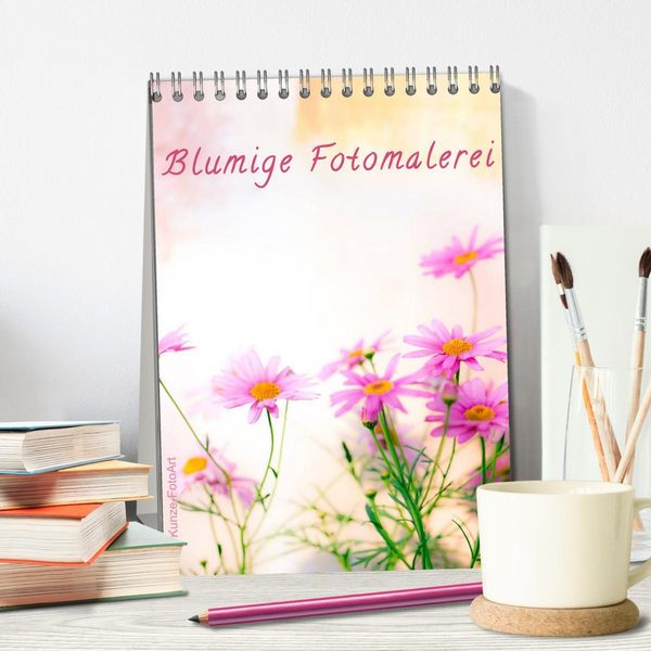 Produktbild: Blumige Fotomalerei (Tischkalender 2026 DIN A5 hoch), CALVENDO Monatskalender