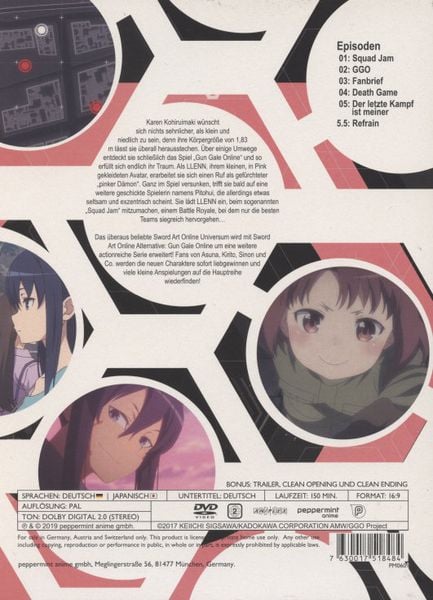 Produktbild: Sword Art Online Alternative: Gun Gale Online - DVD 1 (Ep 1-5.5) (2 DVDs)