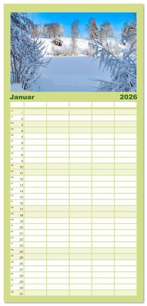 Produktbild: Familienplaner 2026 - Willkommen im L&auml;ndle mit 5 Spalten (Wandkalender, 21 x 45 cm) CALVENDO