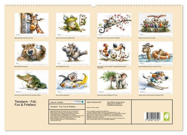 Produktbild: Tieralarm - Fell, Fun & Firlefanz (hochwertiger Premium Wandkalender 2027 DIN A2 quer), Kunstdruck in Hochglanz