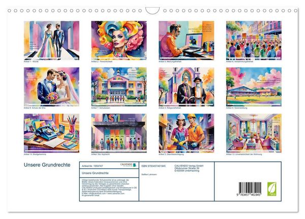 Produktbild: Unsere Grundrechte (Wandkalender 2026 DIN A3 quer), CALVENDO Monatskalender