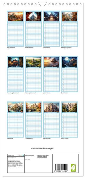 Produktbild: Familienplaner 2027 - Romantische Ritterburgen mit 5 Spalten (Wandkalender, 21 x 45 cm) CALVENDO
