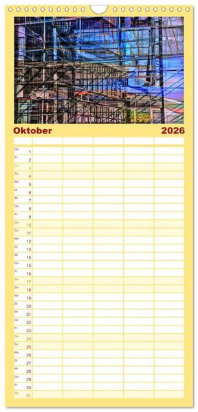 Produktbild: Familienplaner 2026 - Abstrakt mit 5 Spalten (Wandkalender, 21 x 45 cm) CALVENDO