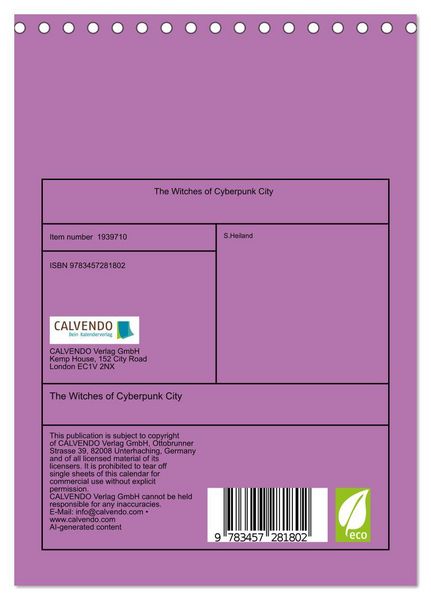 Produktbild: The Witches of Cyberpunk City (Desk Calendar 2026 DIN A5 portrait), CALVENDO 12 Month DeskCalendar