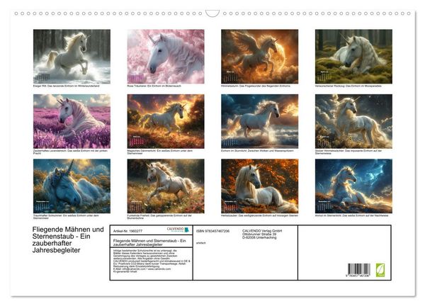 Produktbild: Fliegende M&auml;hnen und Sternenstaub - Ein zauberhafter Jahresbegleiter (Wandkalender 2026 DIN A2 quer), CALVENDO Monatskalender