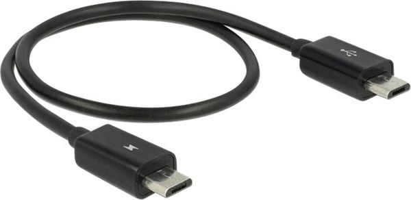 Delock USB-Kabel USB 2.0 USB-Micro-B Stecker, USB-Micro-B Stecker 0.30 m Schwarz mit OTG-Funktion 83570
