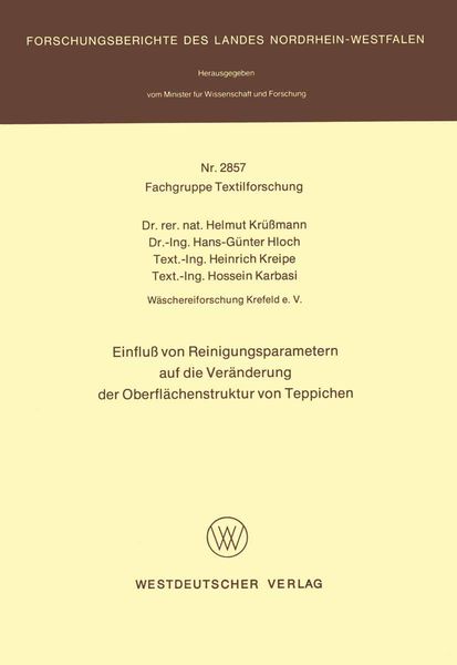 Produktbild: Einflu&szlig; von Reinigungsparametern auf die Ver&auml;nderung der Oberfl&auml;chenstruktur von Teppichen