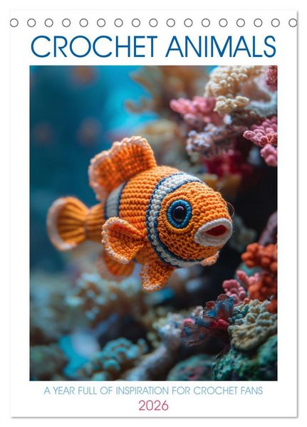 Produktbild: CROCHET ANIMALS (Desk Calendar 2026 DIN A5 portrait), CALVENDO 12 Month DeskCalendar