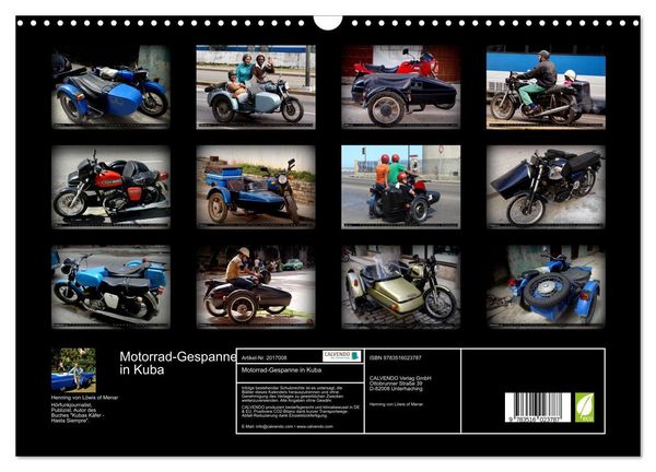 Produktbild: Motorrad-Gespanne in Kuba (Wandkalender 2026 DIN A3 quer), CALVENDO Monatskalender