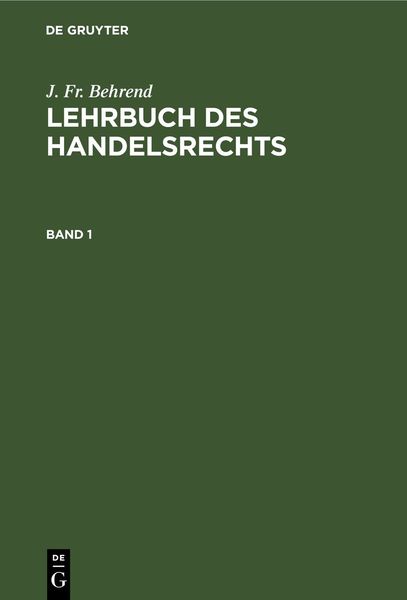 Produktbild: Lehrbuch des Handelsrechts. Band 1