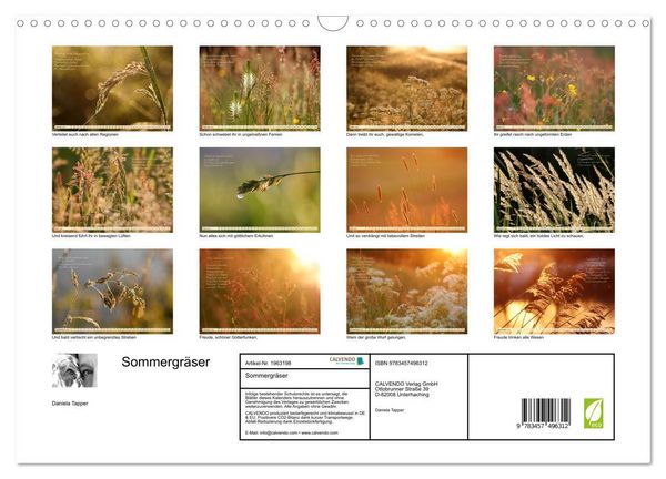 Produktbild: Sommergr&auml;ser (Wandkalender 2026 DIN A3 quer), CALVENDO Monatskalender