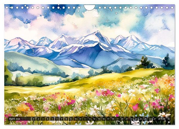 Produktbild: Die Natur in Aquarellbildern (Wandkalender 2026 DIN A4 quer), CALVENDO Monatskalender