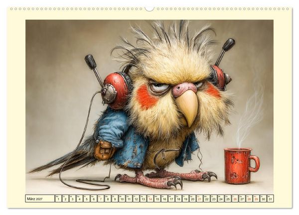 Produktbild: Schr&auml;ge V&ouml;gel. Skurrile Portraits mit Charakter und Charme (hochwertiger Premium Wandkalender 2027 DIN A2 quer), Kunstdruck in Hochglanz