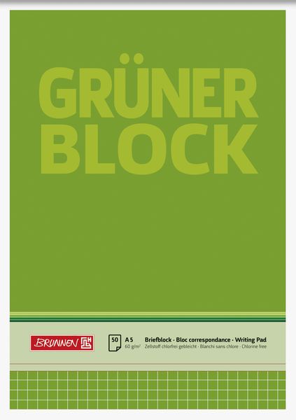 Produktbild: Brunnen Briefblock A5 60g Gr&uuml;n kariert