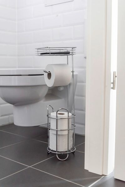 Produktbild: Toilettenpapierhalter stehend mit Ablage, Chrom, mit Ersatzrollenhalter