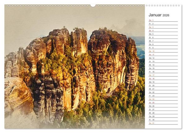 Produktbild: Traumhafte S&auml;chsische Schweiz (hochwertiger Premium Wandkalender 2026 DIN A2 quer), Kunstdruck in Hochglanz