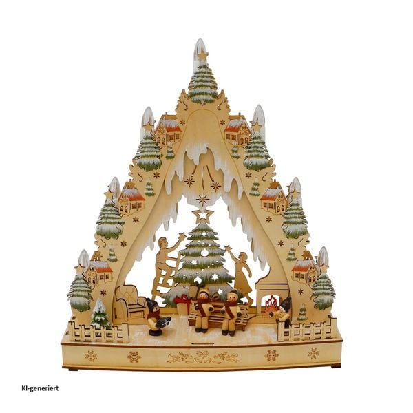 Produktbild: HTI-Living LED Schwibbogen aus Holz 35 cm breit Weihnachtsbeleuchtung