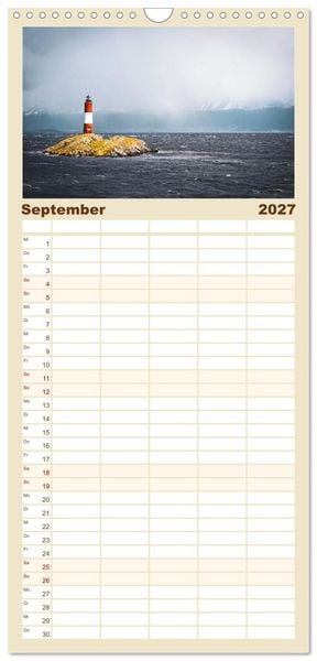 Produktbild: Familienplaner 2027 - Leuchtt&uuml;rme - An den sch&ouml;nsten K&uuml;sten. mit 5 Spalten (Wandkalender, 21 x 45 cm) CALVENDO