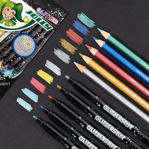 Produktbild: JOLLY Buntstifte Glitzerset Farbstifte und Fasermaler, 10er Set