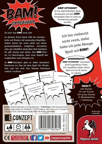 Produktbild: Pegasus - Bam! Extrahart, Kartenspiel