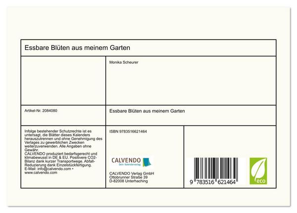 Produktbild: Essbare Bl&uuml;ten aus meinem Garten (Tischkalender 2026 DIN A5 quer), CALVENDO Monatskalender