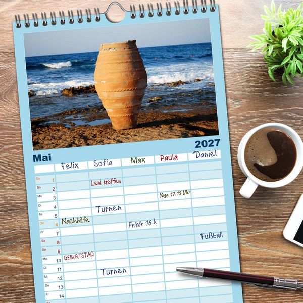 Produktbild: Familienplaner 2027 - Kreta - Griechischer Inseltraum mit 5 Spalten (Wandkalender, 21 x 45 cm) CALVENDO