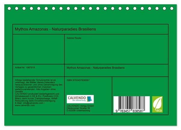 Produktbild: Mythos Amazonas - Naturparadies Brasiliens (Tischkalender 2026 DIN A5 quer), CALVENDO Monatskalender