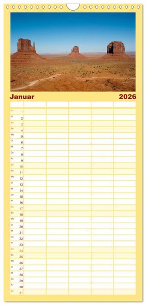 Produktbild: Familienplaner 2026 - Monument Valley mit 5 Spalten (Wandkalender, 21 x 45 cm) CALVENDO