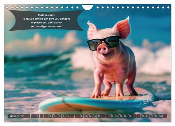 Produktbild: A year of fun with surfing animals (Wall Calendar 2026 DIN A4 landscape), CALVENDO 12 Month Wall Calendar