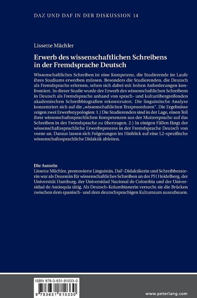 Produktbild: Erwerb des wissenschaftlichen Schreibens in der Fremdsprache Deutsch