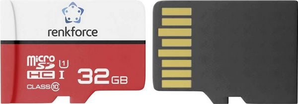 Renkforce RF-mSDC-32GB 32 GB micro SDHC card w SD card adapter UHS-1 Class 10 microSD-Karte 32 GB Class 10, UHS-Class 1, UHS-I inkl. SD-Adapter
