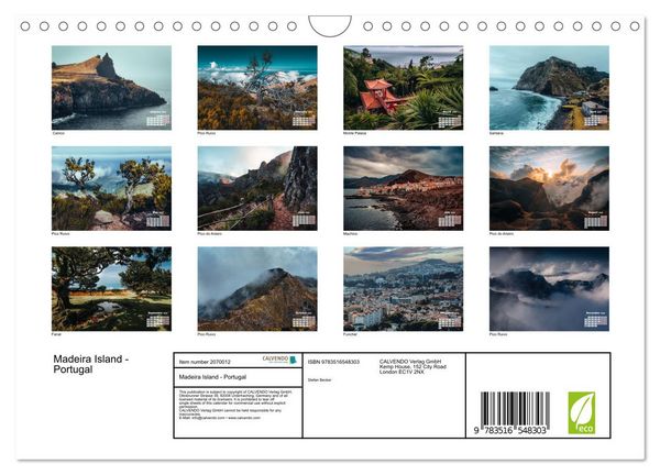 Produktbild: Madeira Island - Portugal (Wall Calendar 2026 DIN A4 landscape), CALVENDO 12 Month Wall Calendar
